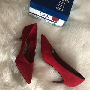 Women’s Deep Red Suede Kitten Heels